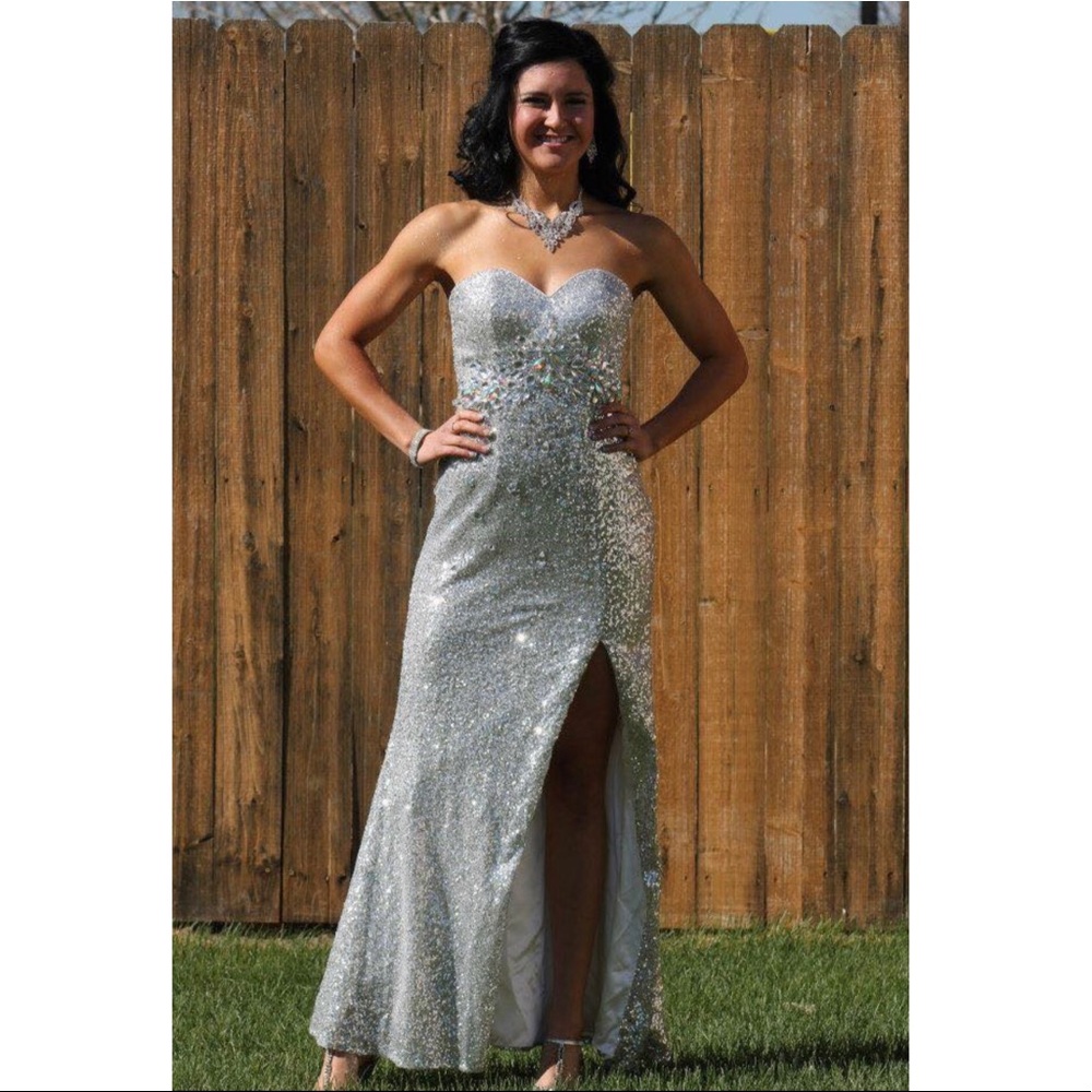 Silver Sparkle Prom Dress